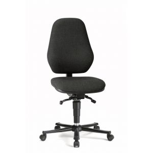 Стілець антистатичний Bimos ESD Basic 2 9155E на роликах — чорна тканина Duotec ESD, чорна сталева хрестовина, вигляд під кутом