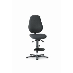 Антистатичний стілець Bimos ESD Basic 3 9156E — чорна тканина Duotec ESD, підніжка, підп'ятники та чорна сталева хрестовина